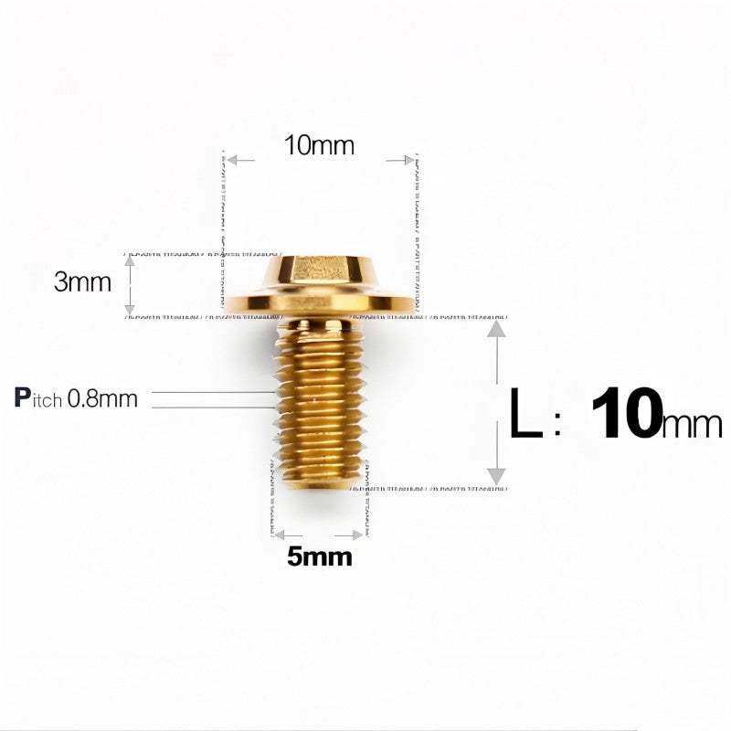 M5x6-30mm Titanium Bolts for E-bike & Motorcycle - D10mm