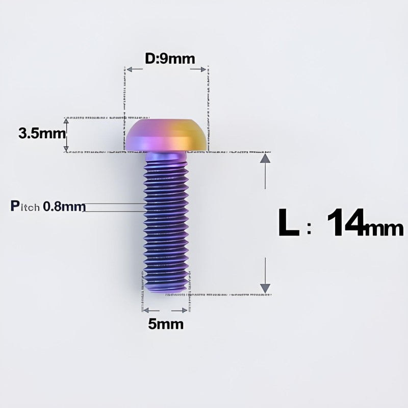 M5x8-34mm Titanium Disc Bolts Button Head Bolts for Water Bottle Cage
