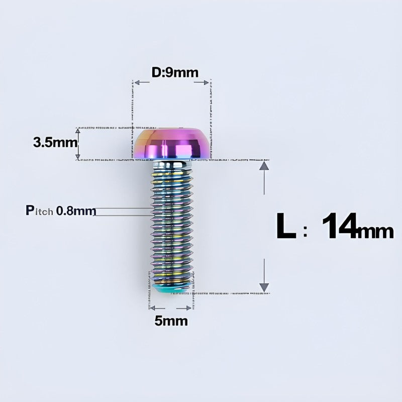 M5x8-34mm Titanium Disc Bolts Button Head Bolts for Water Bottle Cage