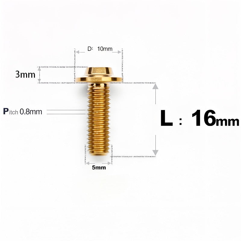 M5x6-30mm Titanium Bolts for E-bike & Motorcycle - D10mm