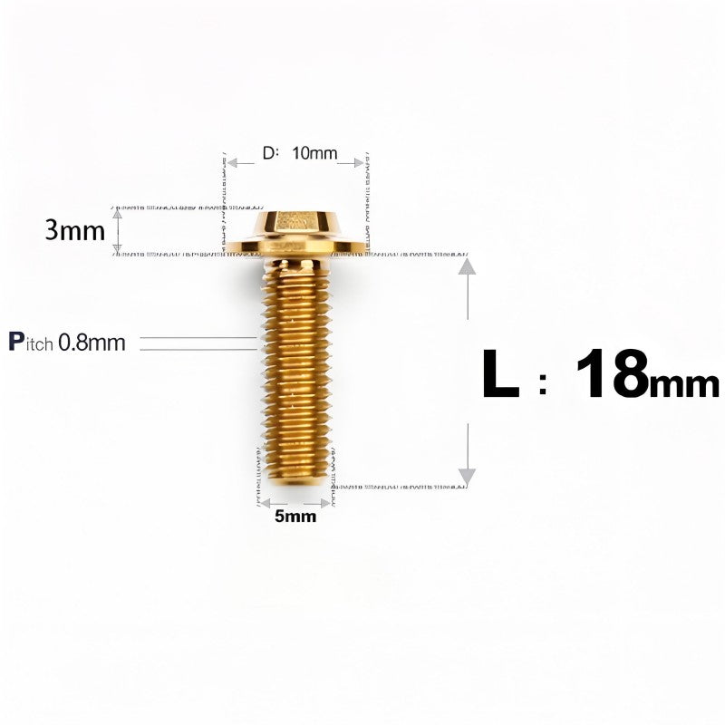 M5x6-30mm Titanium Bolts for E-bike & Motorcycle - D10mm