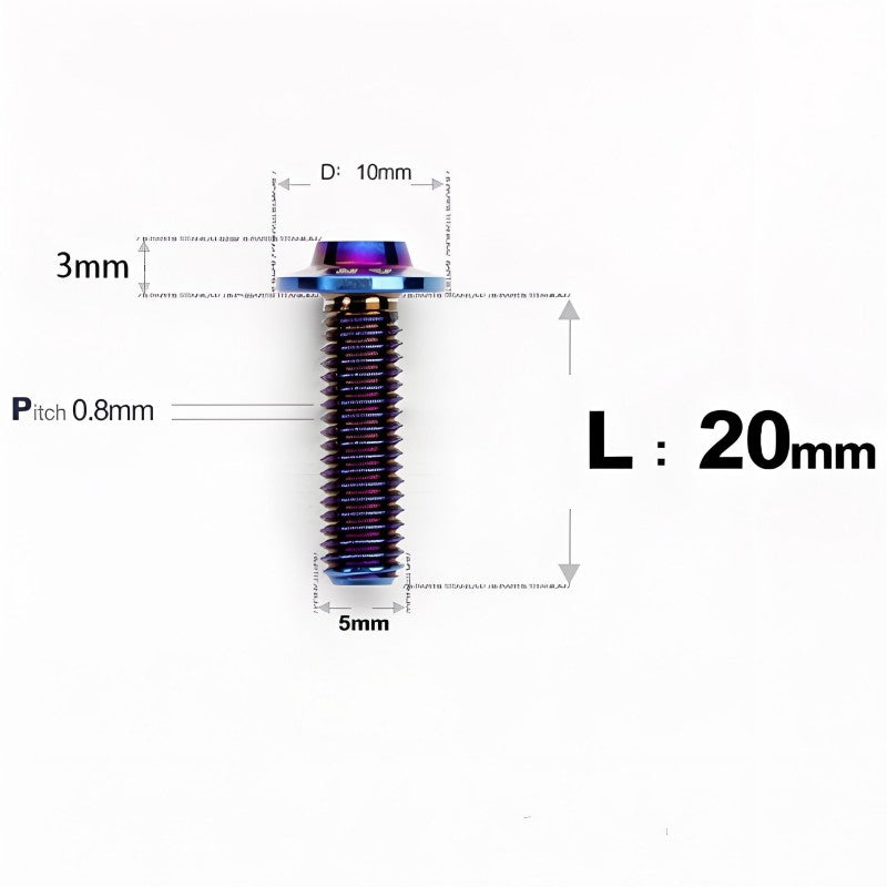 M5x6-30mm Titanium Bolts for E-bike & Motorcycle - D10mm