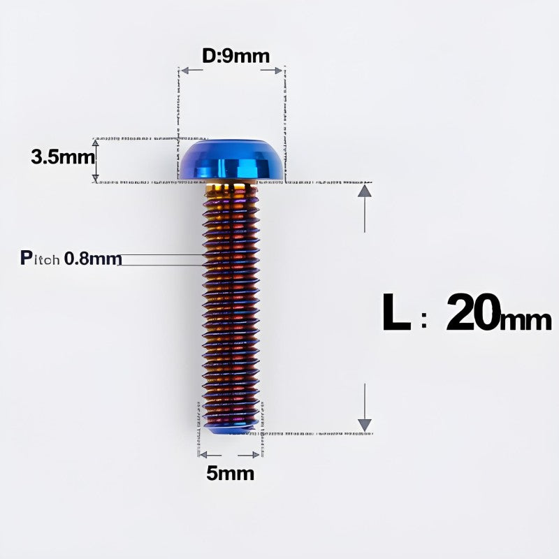 M5x8-34mm Titanium Disc Bolts Button Head Bolts for Water Bottle Cage