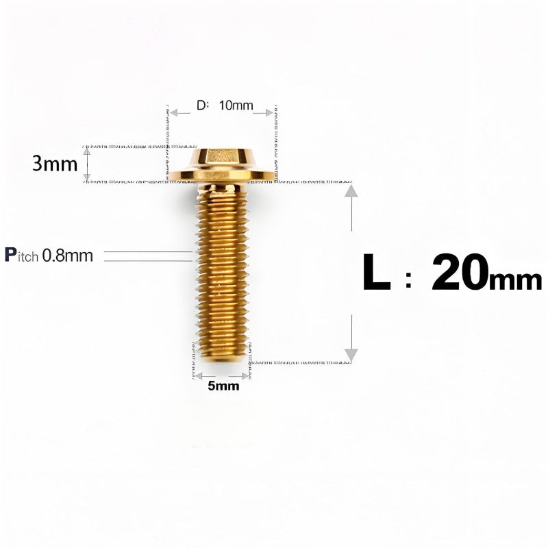 M5x6-30mm Titanium Bolts for E-bike & Motorcycle - D10mm