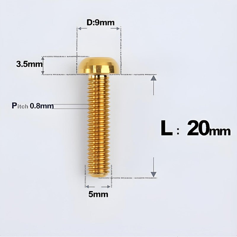M5x8-34mm Titanium Disc Bolts Button Head Bolts for Water Bottle Cage
