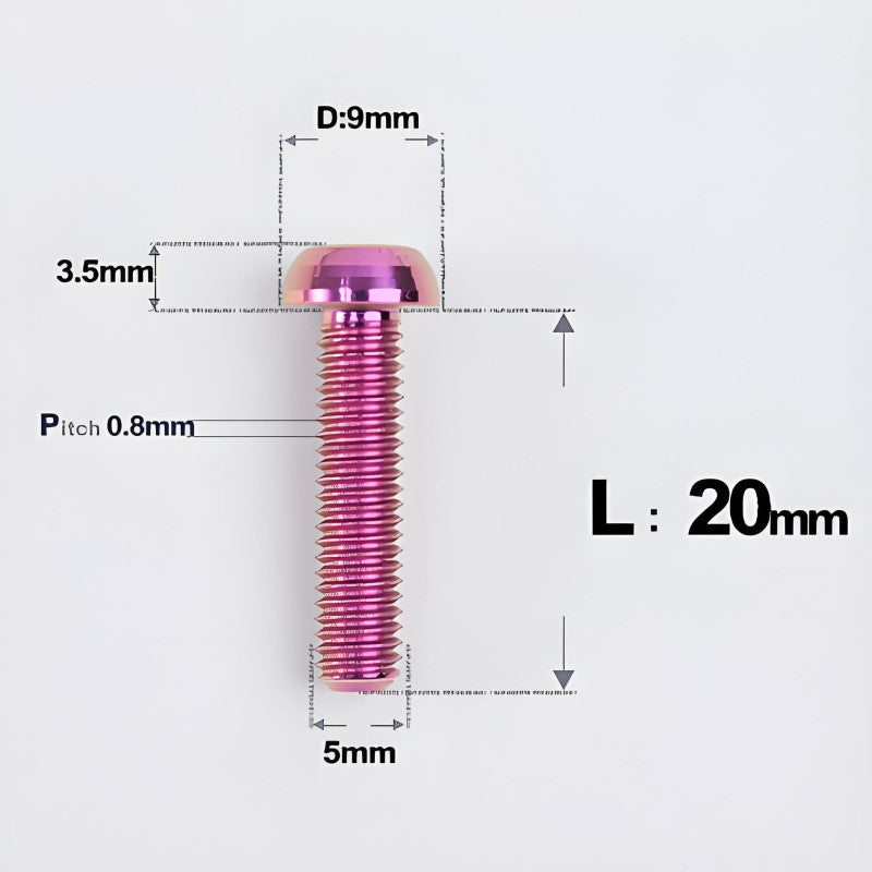 M5x8-34mm Titanium Disc Bolts Button Head Bolts for Water Bottle Cage