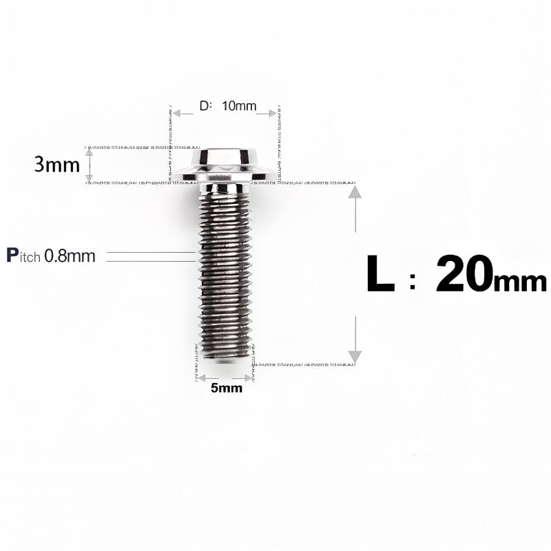 M5x6-30mm Titanium Bolts for E-bike & Motorcycle - D10mm