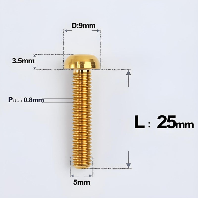 M5x8-34mm Titanium Disc Bolts Button Head Bolts for Water Bottle Cage