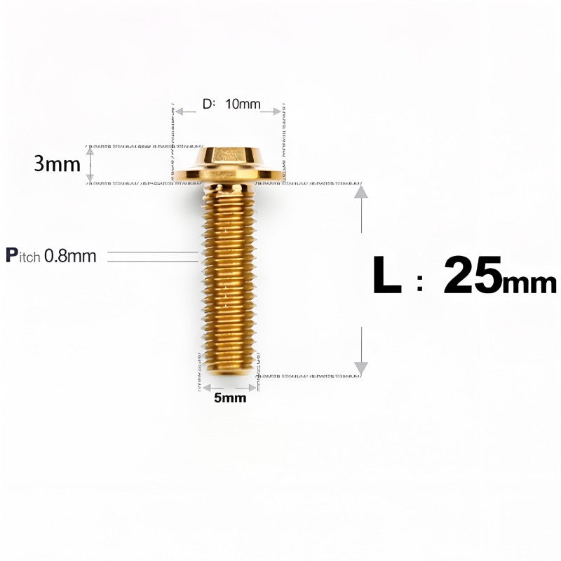 M5x6-30mm Titanium Bolts for E-bike & Motorcycle - D10mm