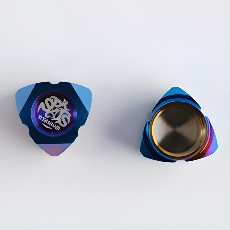 2 PCS Titanium Rotor-Style Schrader Valve Caps For Cars, Motorcycles, Bikes and E-Bikes