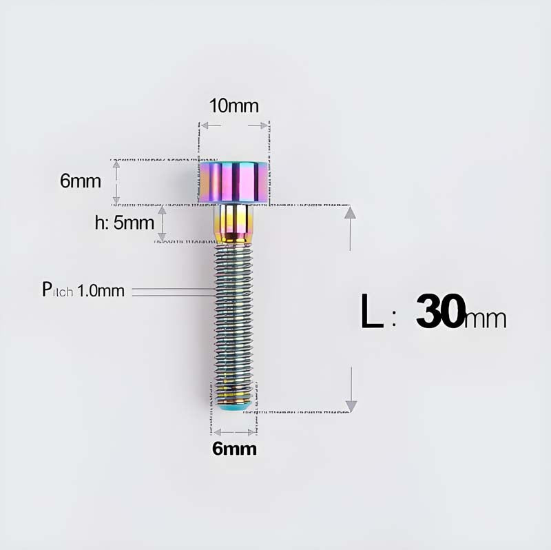 M6x30-70mm Titanium Socket Cap Bolts for Bicycle Headset, Disc Brake Caliper