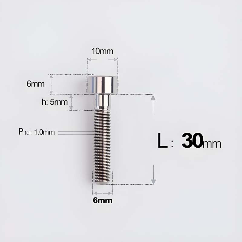 M6x30-70mm Titanium Socket Cap Bolts for Bicycle Headset, Disc Brake Caliper
