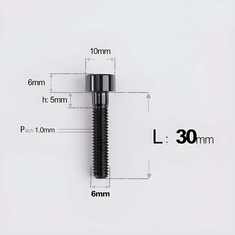 M6x30-70mm Titanium Socket Cap Bolts for Bicycle Headset, Disc Brake Caliper