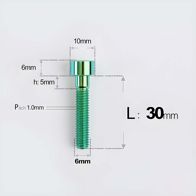 M6x30-70mm Titanium Socket Cap Bolts for Bicycle Headset, Disc Brake Caliper