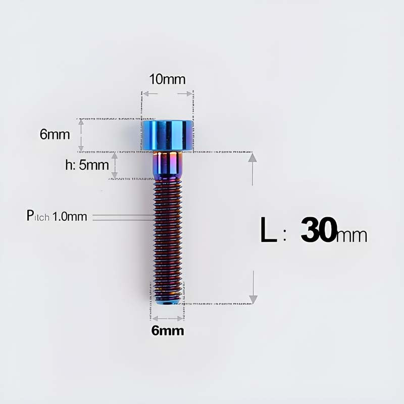 M6x30-70mm Titanium Socket Cap Bolts for Bicycle Headset, Disc Brake Caliper