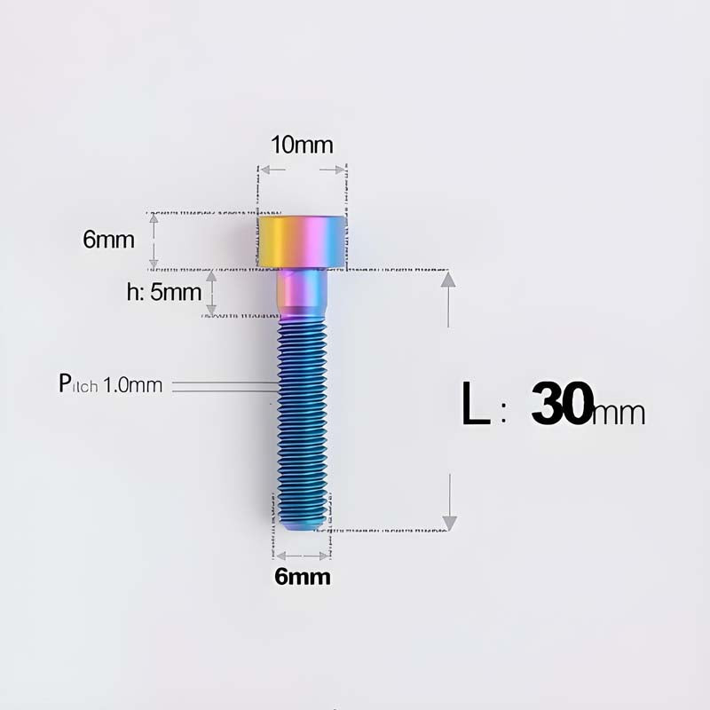 M6x30-70mm Titanium Socket Cap Bolts for Bicycle Headset, Disc Brake Caliper