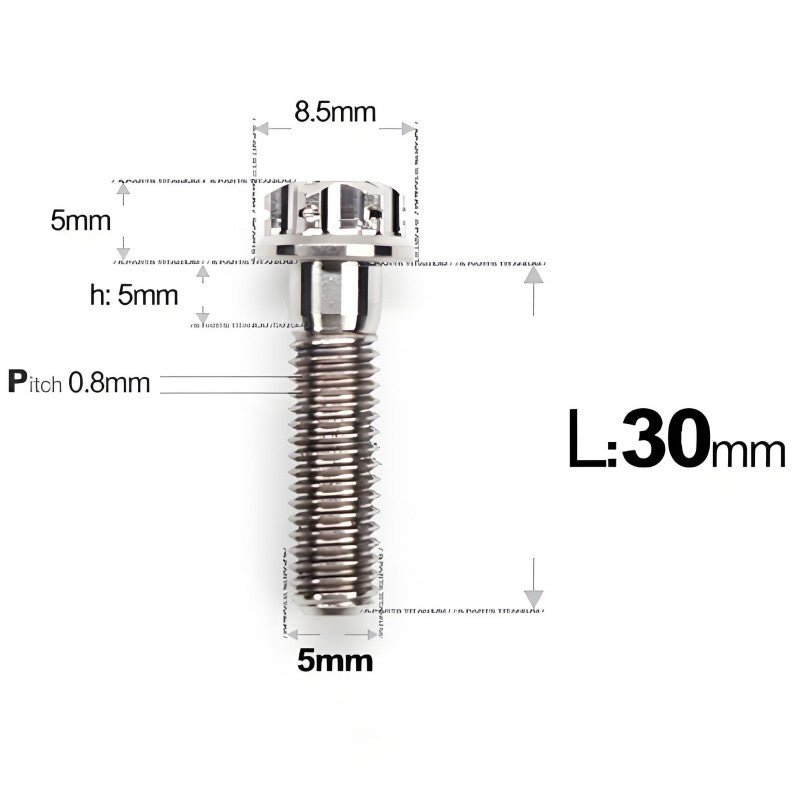M5 X L6 8 12 30MM Titanium Bolts For Motorcycle
