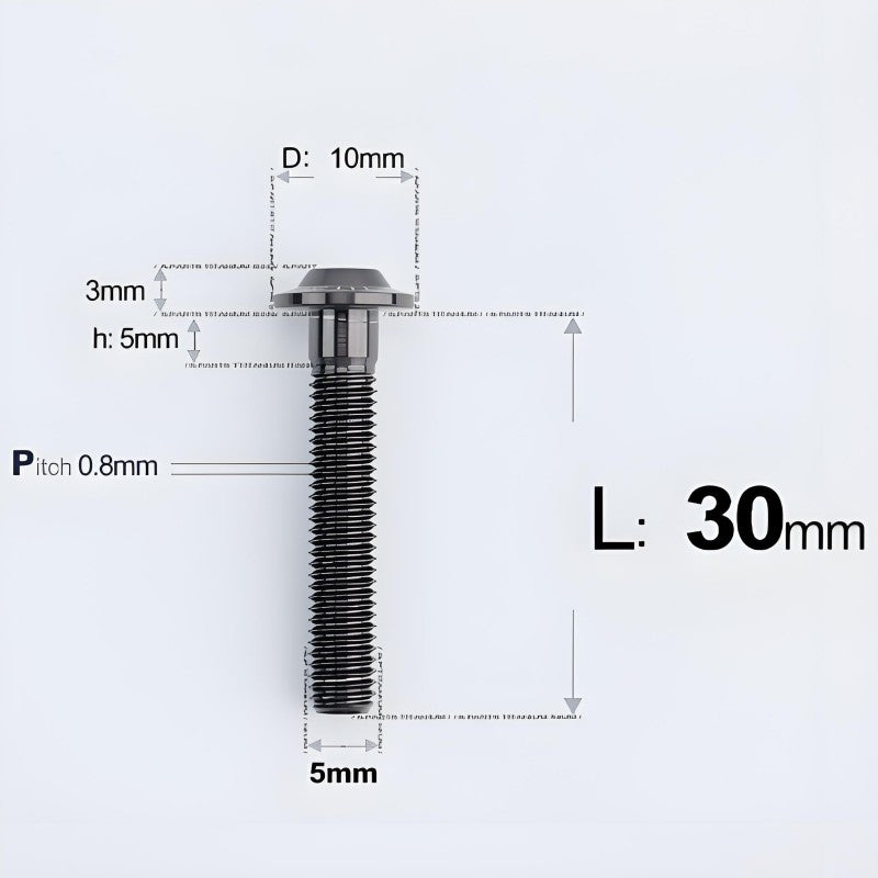 M5x30-50mm Titanium Bolts for E-bike & Motorcycle - D10mm