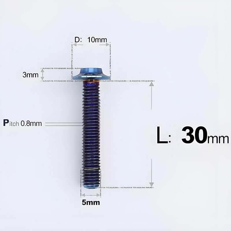 M5x6-30mm Titanium Bolts for E-bike & Motorcycle - D10mm