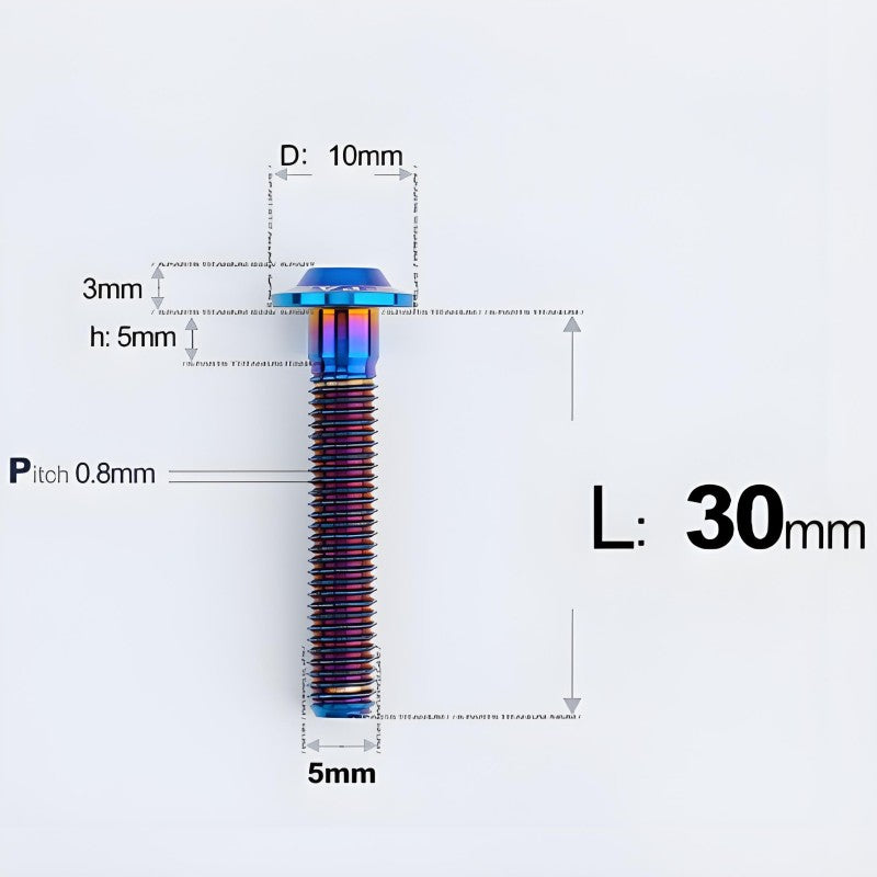 M5x30-50mm Titanium Bolts for E-bike & Motorcycle - D10mm
