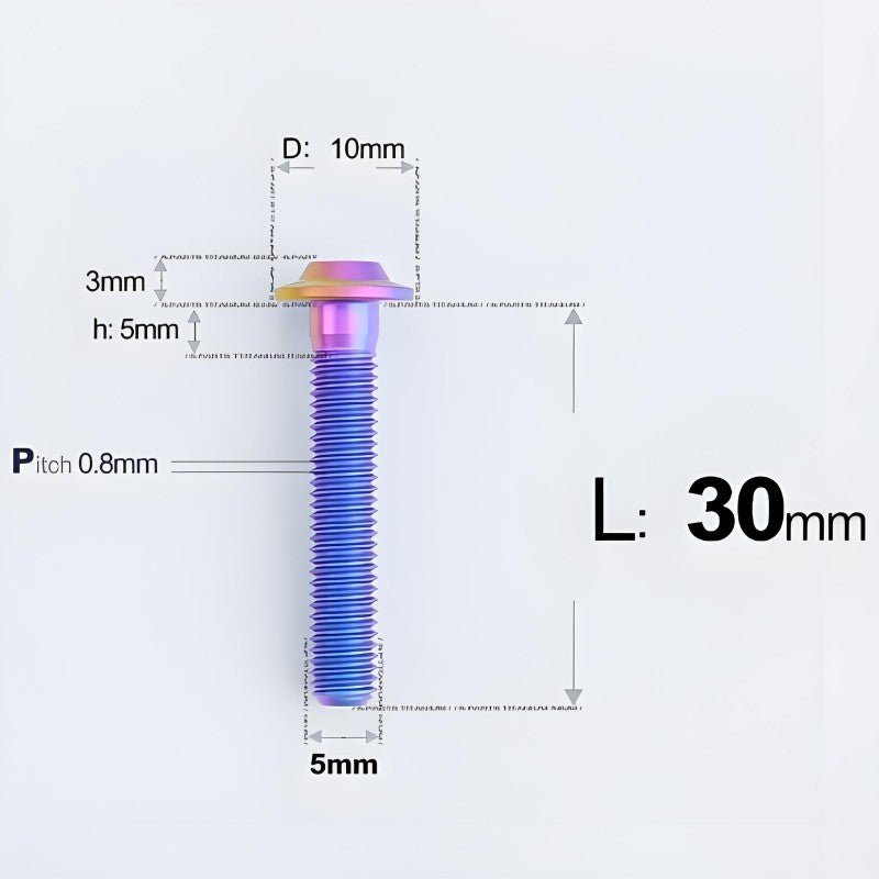 M5x30-50mm Titanium Bolts for E-bike & Motorcycle - D10mm