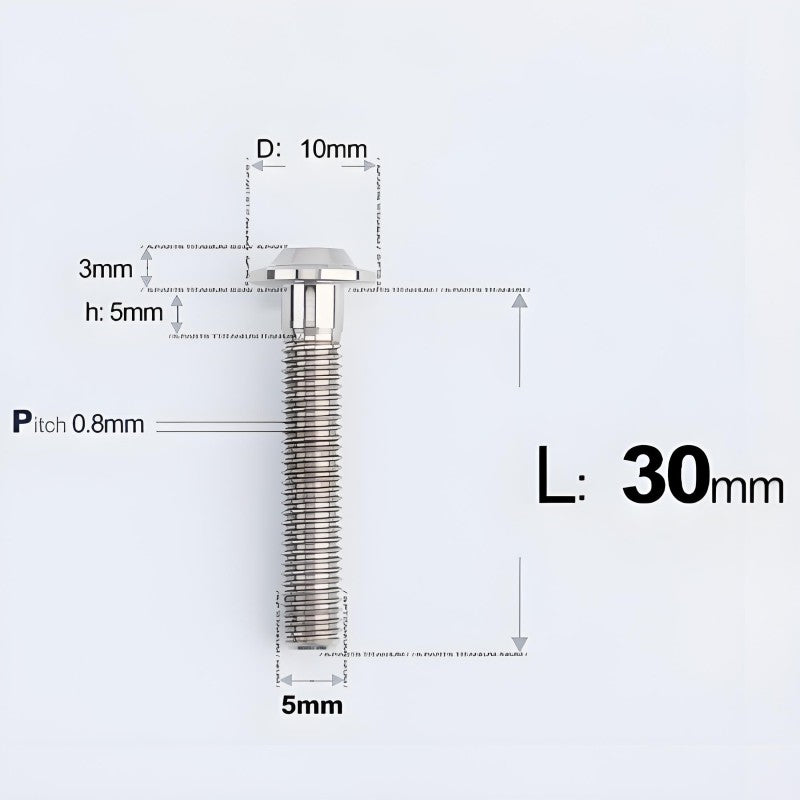 M5x30-50mm Titanium Bolts for E-bike & Motorcycle - D10mm