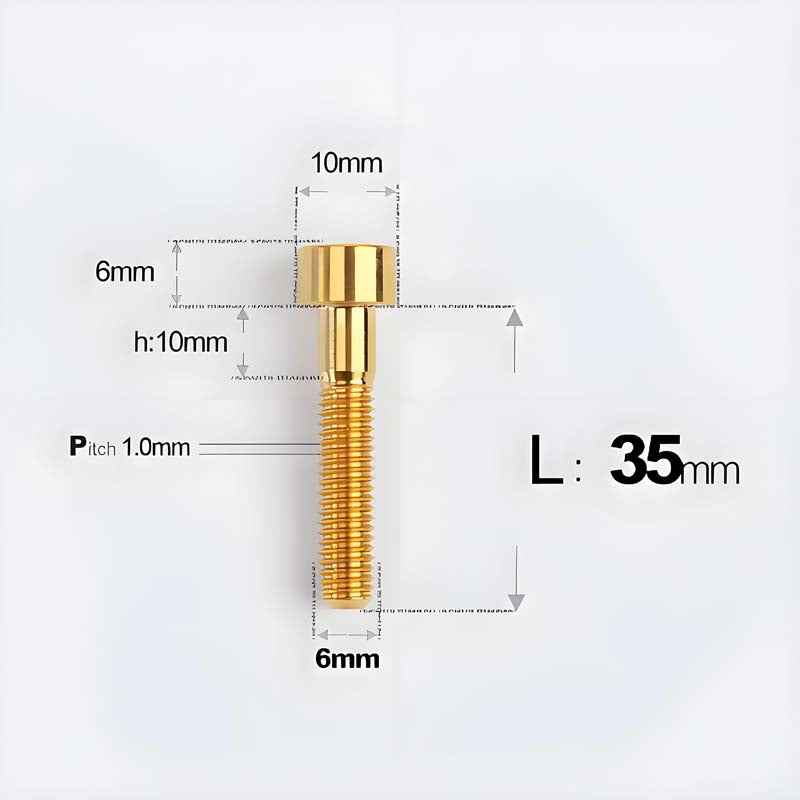 M6x30-70mm Titanium Socket Cap Bolts for Bicycle Headset, Disc Brake Caliper