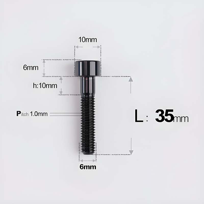 M6x30-70mm Titanium Socket Cap Bolts for Bicycle Headset, Disc Brake Caliper