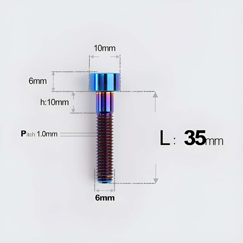 M6x30-70mm Titanium Socket Cap Bolts for Bicycle Headset, Disc Brake Caliper