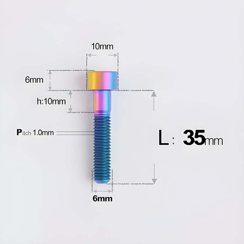 M6x30-70mm Titanium Socket Cap Bolts for Bicycle Headset, Disc Brake Caliper