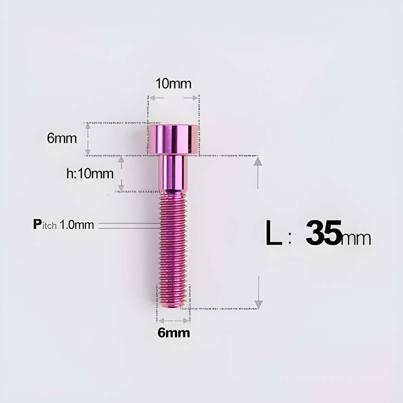 M6x30-70mm Titanium Socket Cap Bolts for Bicycle Headset, Disc Brake Caliper