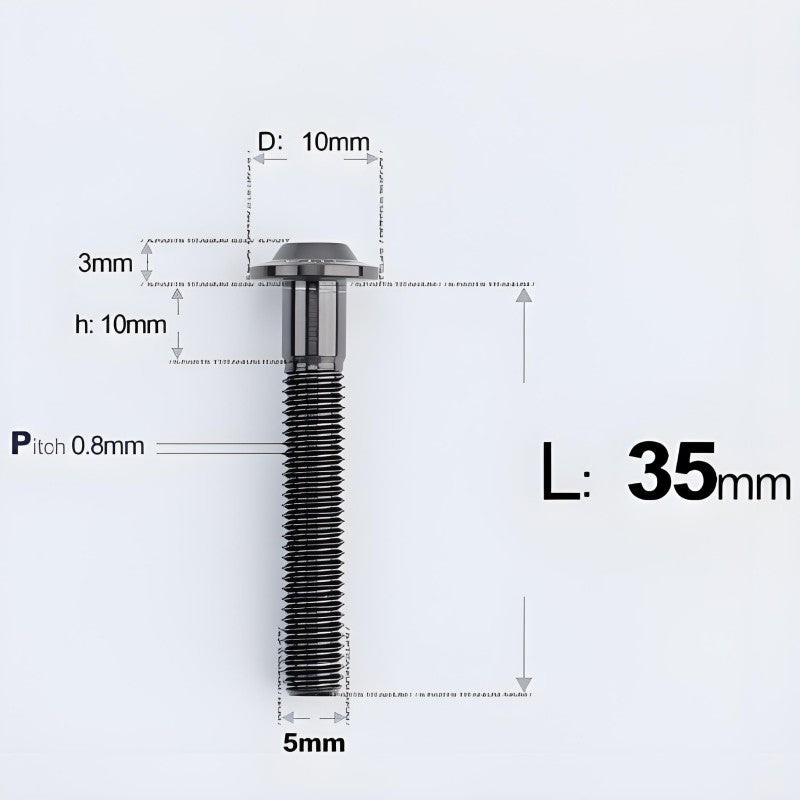 M5x30-50mm Titanium Bolts for E-bike & Motorcycle - D10mm