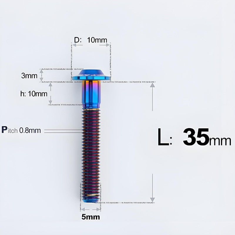 M5x30-50mm Titanium Bolts for E-bike & Motorcycle - D10mm