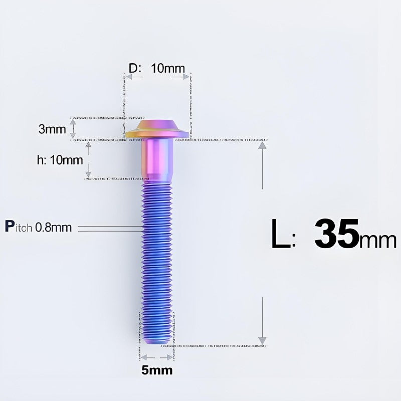 M5x30-50mm Titanium Bolts for E-bike & Motorcycle - D10mm