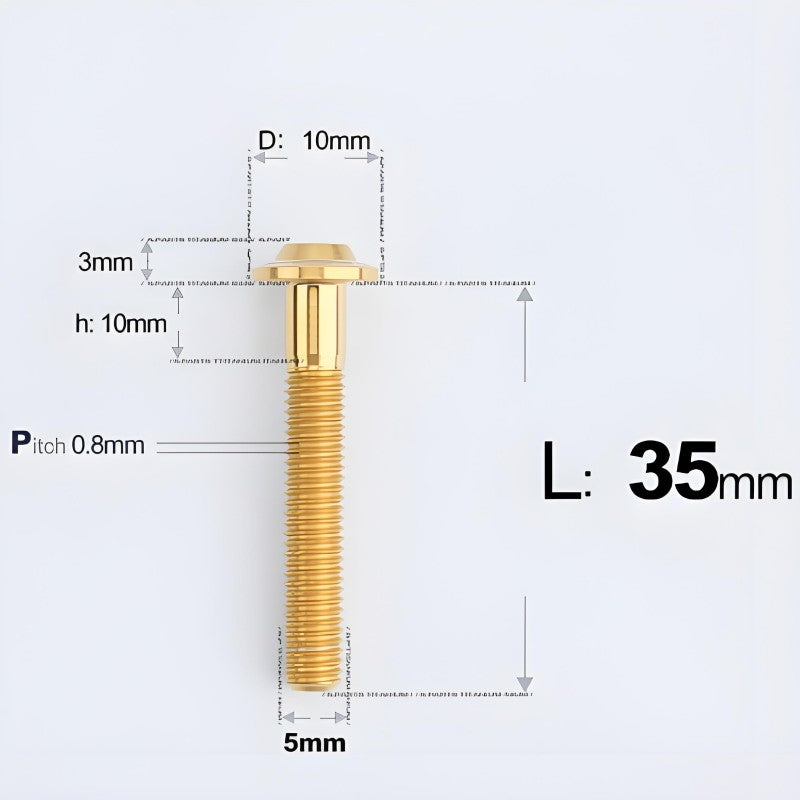 M5x30-50mm Titanium Bolts for E-bike & Motorcycle - D10mm