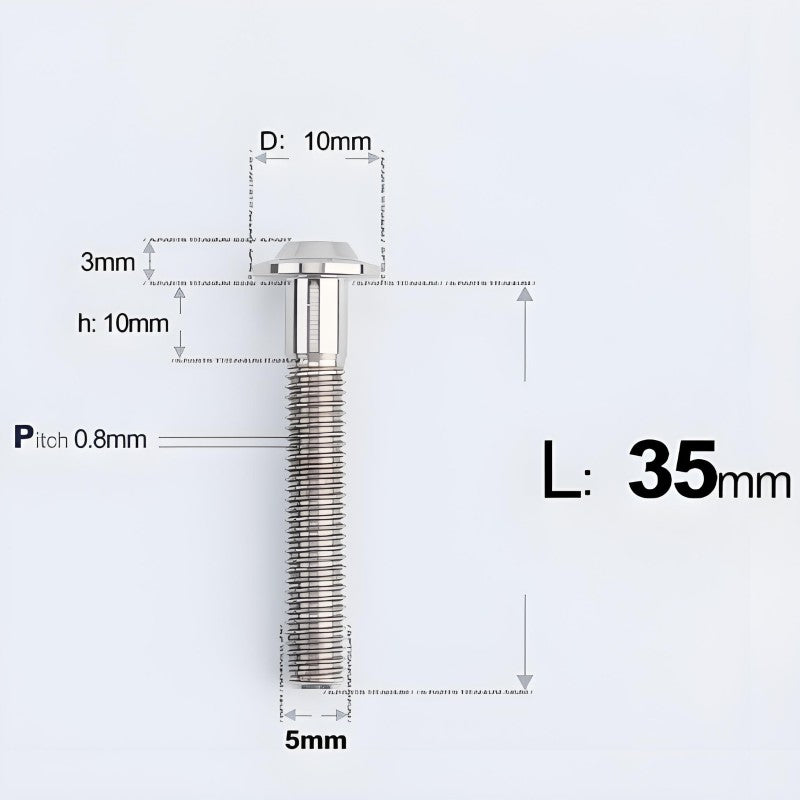 M5x30-50mm Titanium Bolts for E-bike & Motorcycle - D10mm