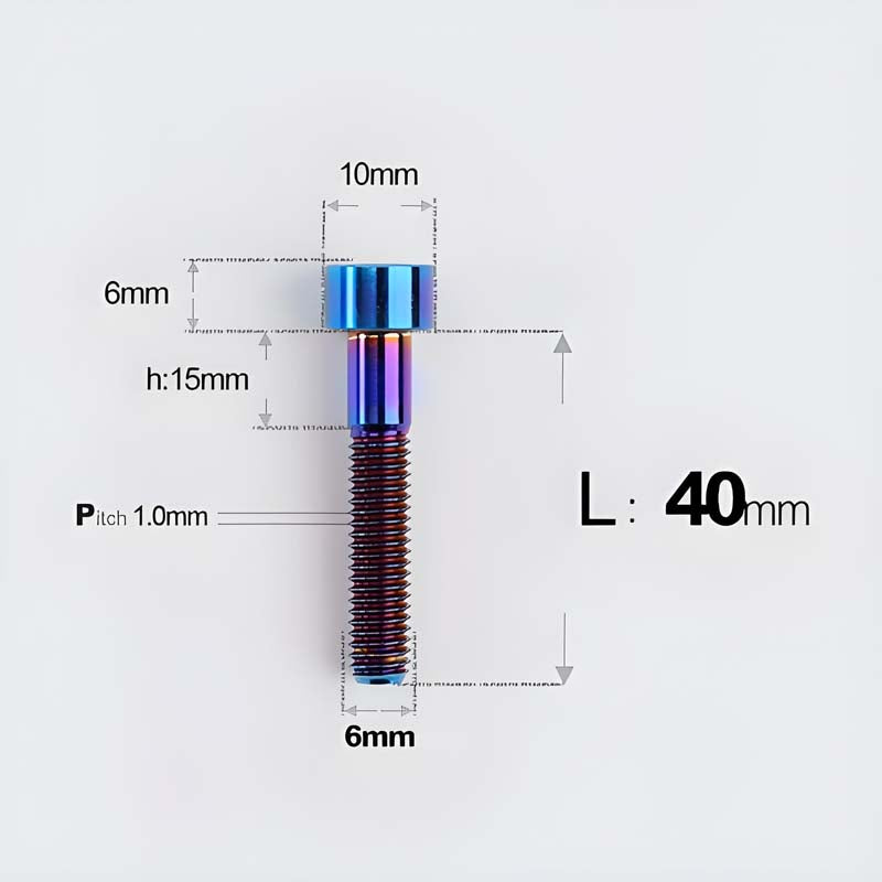 M6x30-70mm Titanium Socket Cap Bolts for Bicycle Headset, Disc Brake Caliper