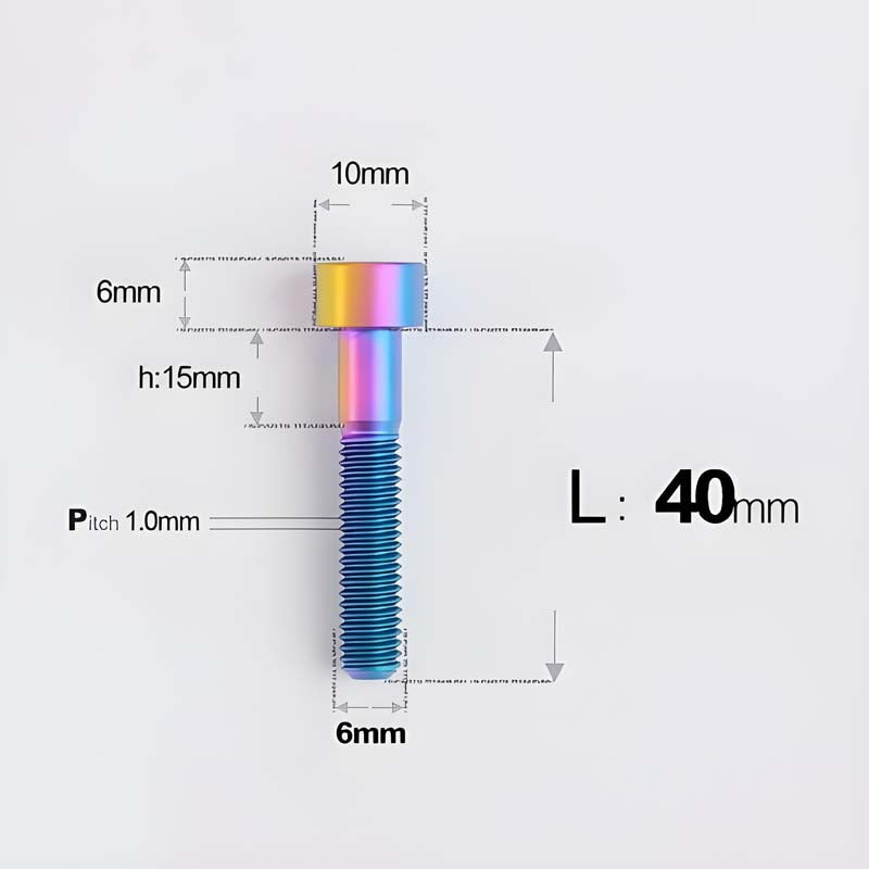 M6x30-70mm Titanium Socket Cap Bolts for Bicycle Headset, Disc Brake Caliper