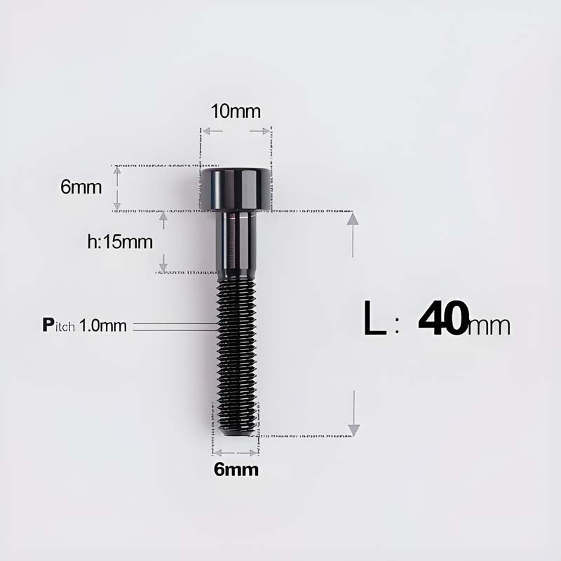 M6x30-70mm Titanium Socket Cap Bolts for Bicycle Headset, Disc Brake Caliper