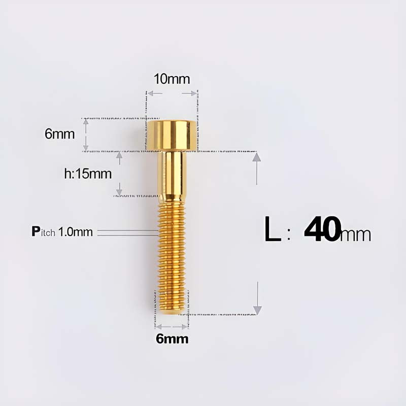 M6x30-70mm Titanium Socket Cap Bolts for Bicycle Headset, Disc Brake Caliper