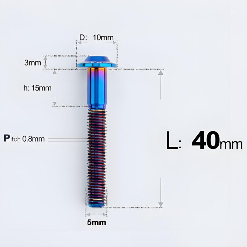 M5x30-50mm Titanium Bolts for E-bike & Motorcycle - D10mm