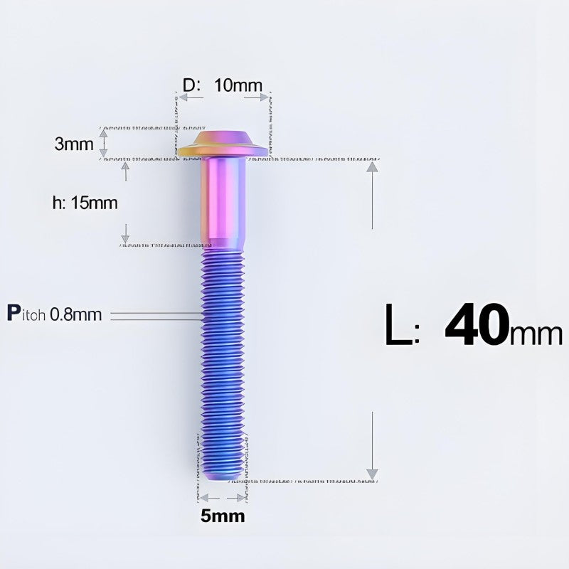 M5x30-50mm Titanium Bolts for E-bike & Motorcycle - D10mm