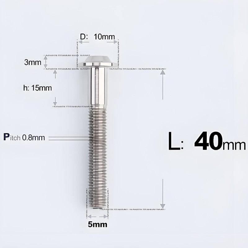 M5x30-50mm Titanium Bolts for E-bike & Motorcycle - D10mm