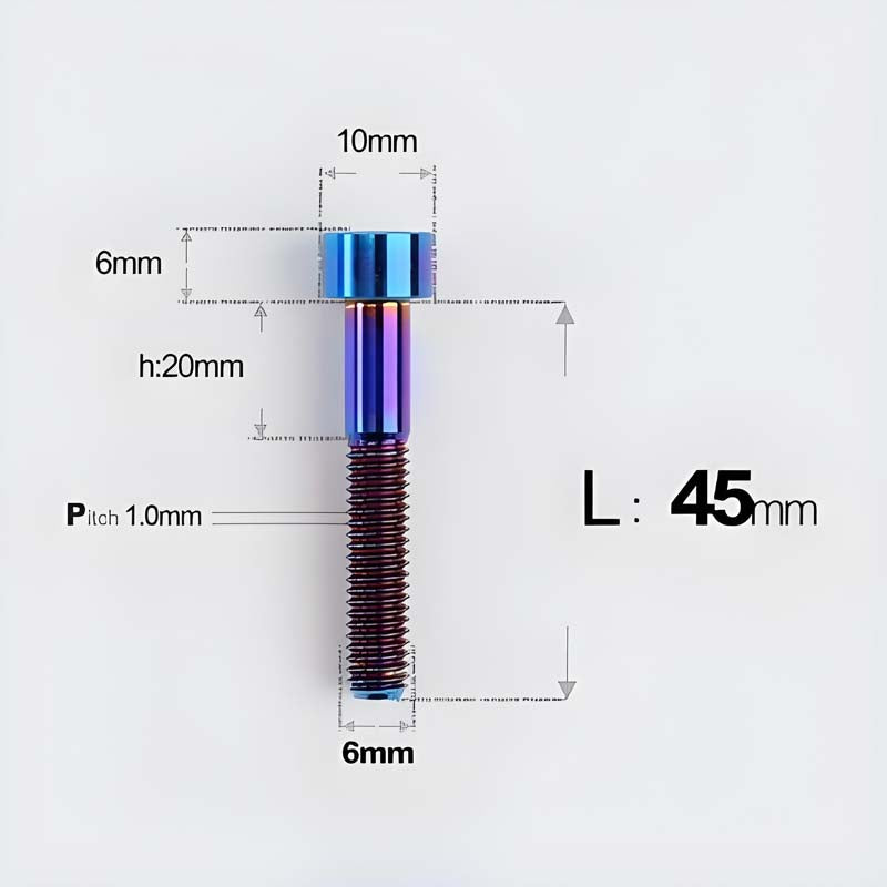 M6x30-70mm Titanium Socket Cap Bolts for Bicycle Headset, Disc Brake Caliper