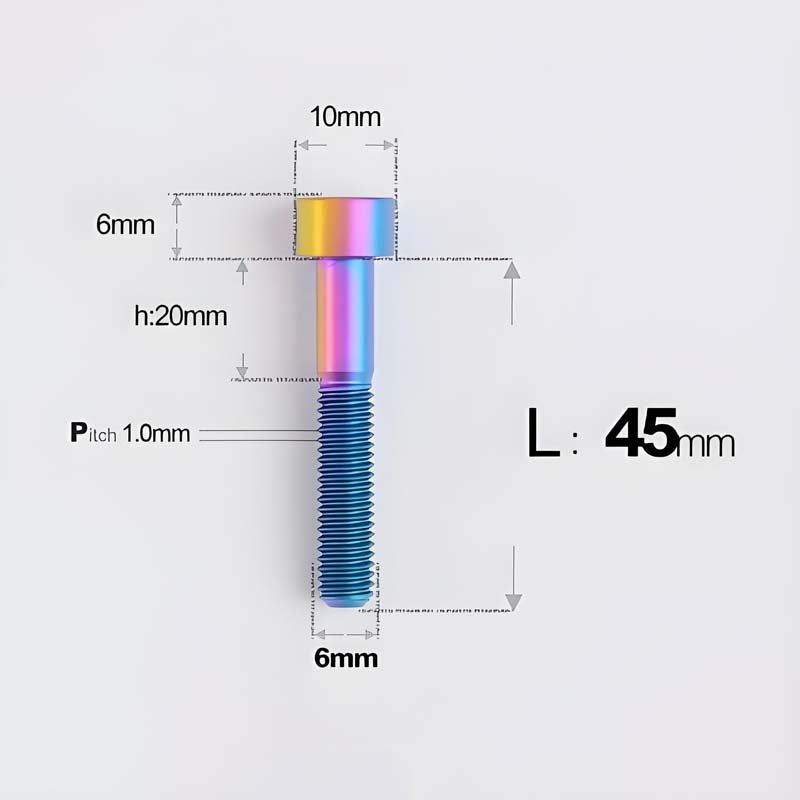 M6x30-70mm Titanium Socket Cap Bolts for Bicycle Headset, Disc Brake Caliper