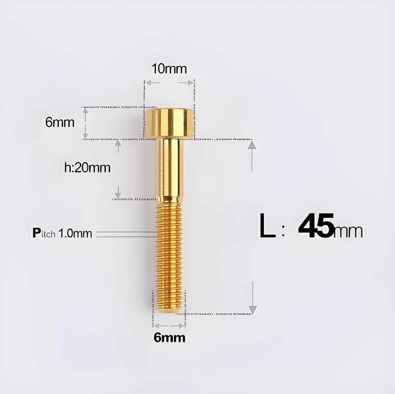 M6x30-70mm Titanium Socket Cap Bolts for Bicycle Headset, Disc Brake Caliper