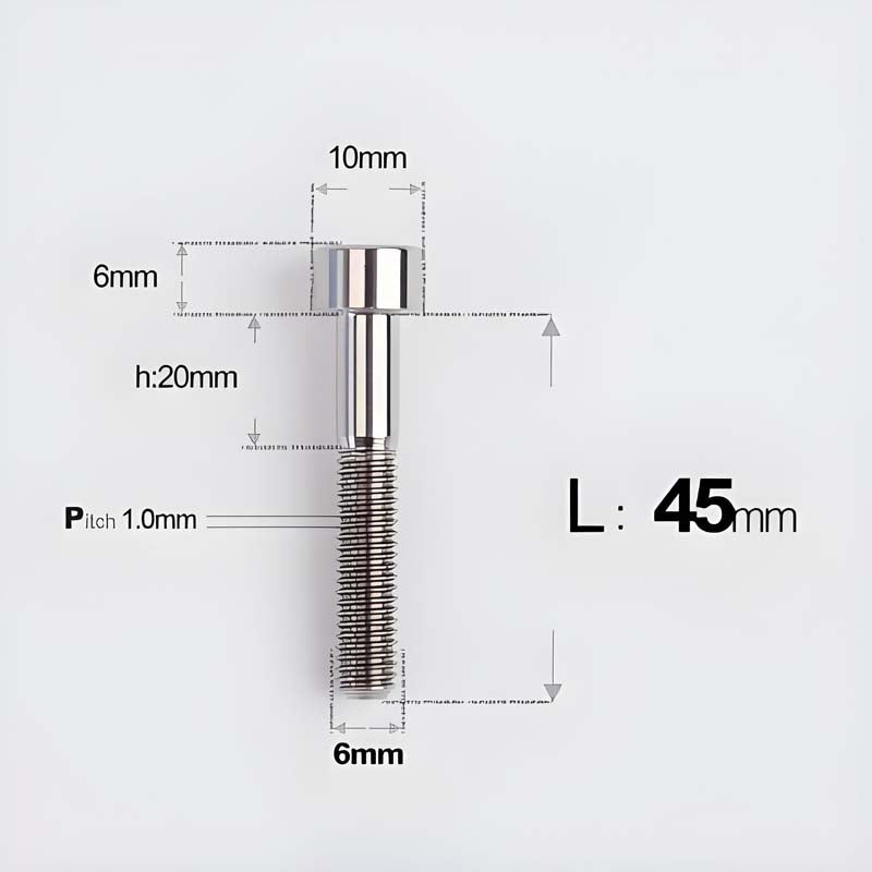 M6x30-70mm Titanium Socket Cap Bolts for Bicycle Headset, Disc Brake Caliper