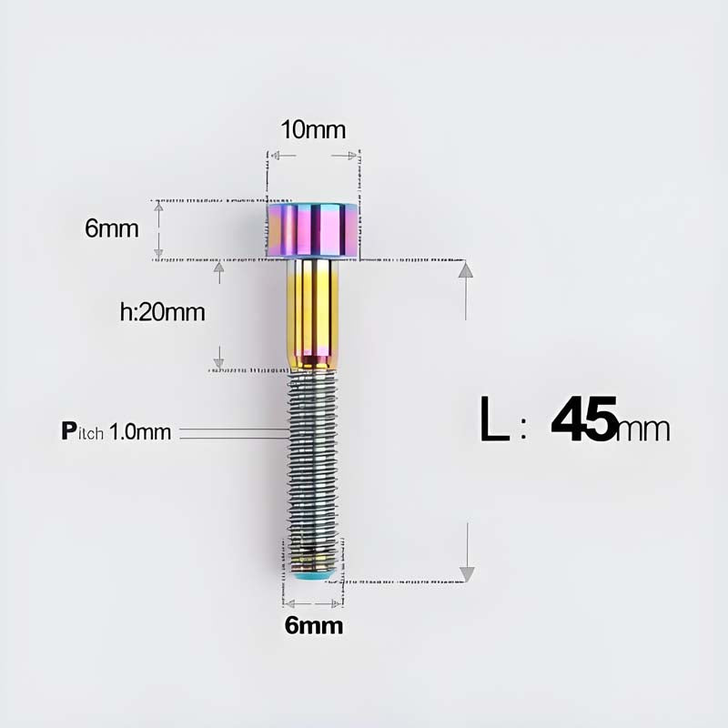 M6x30-70mm Titanium Socket Cap Bolts for Bicycle Headset, Disc Brake Caliper