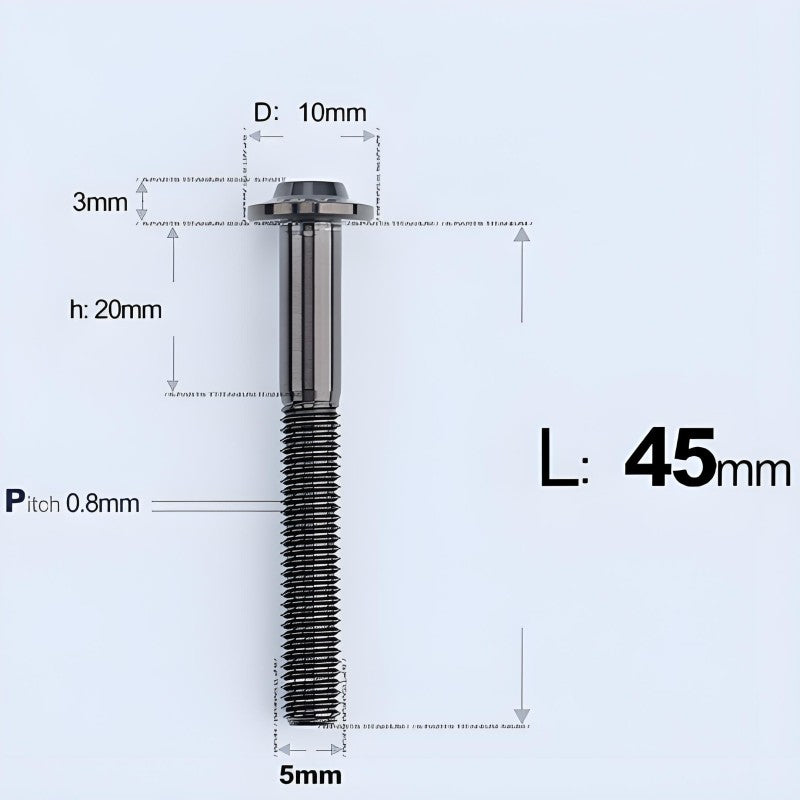 M5x30-50mm Titanium Bolts for E-bike & Motorcycle - D10mm