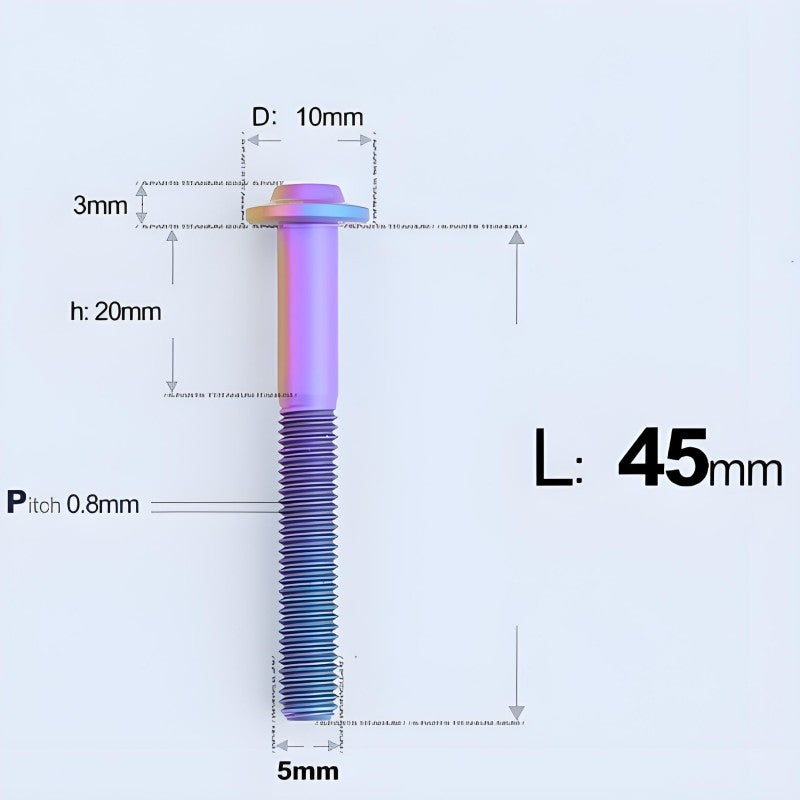 M5x30-50mm Titanium Bolts for E-bike & Motorcycle - D10mm